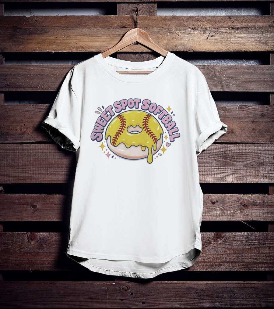 Sweet Spot Softball Donut Yellow Dripping Icing T-Shirt