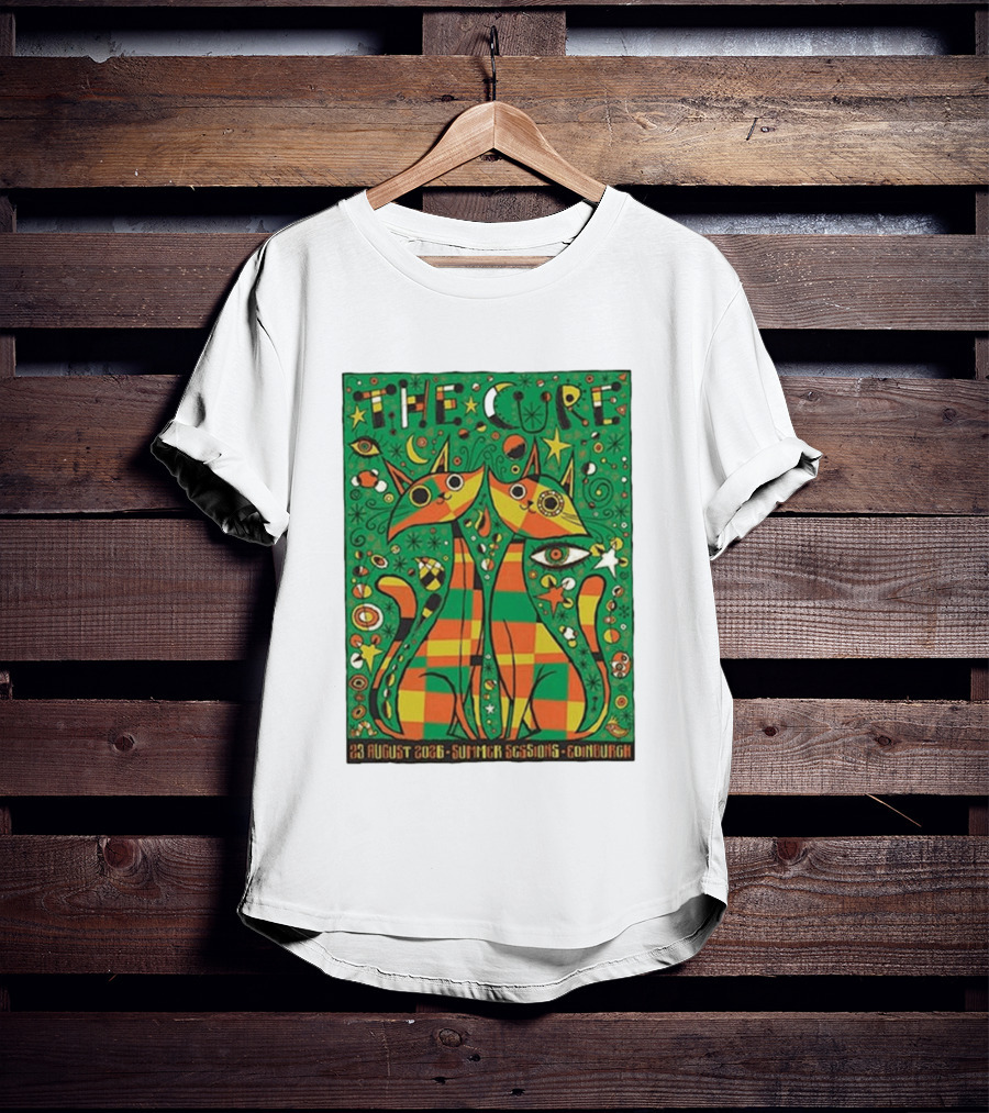 The Cure Summer Sessions Edinburgh August 2026 Two Cats Psychedelic T-Shirt