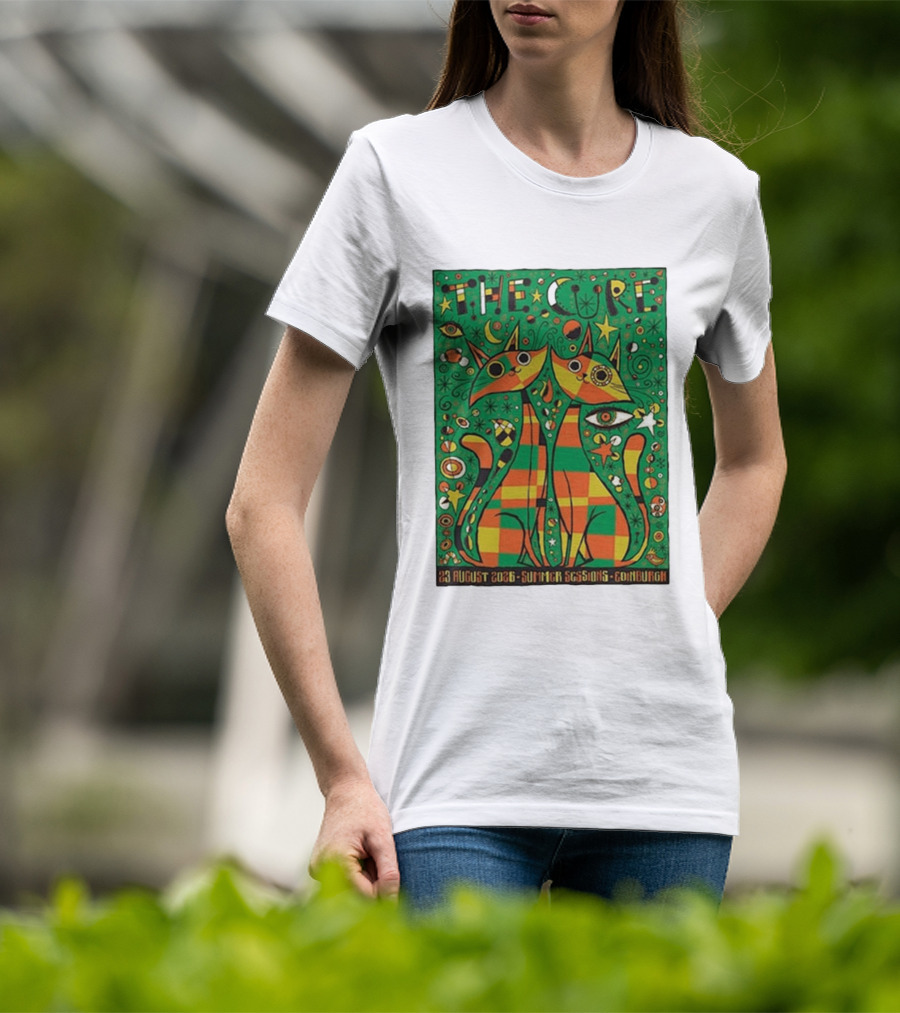 The Cure Summer Sessions Edinburgh August 2026 Two Cats Psychedelic T-Shirt