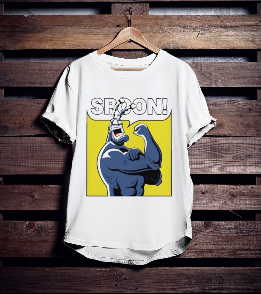 Spoon Mighty Hero Cartoon Catchphrase T-Shirt