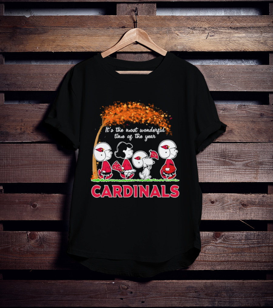 Arizona Cardinals Peanuts Halloween 2026 Fall Autumn It's The Most Wonderful Time Of The Year T-Shirt