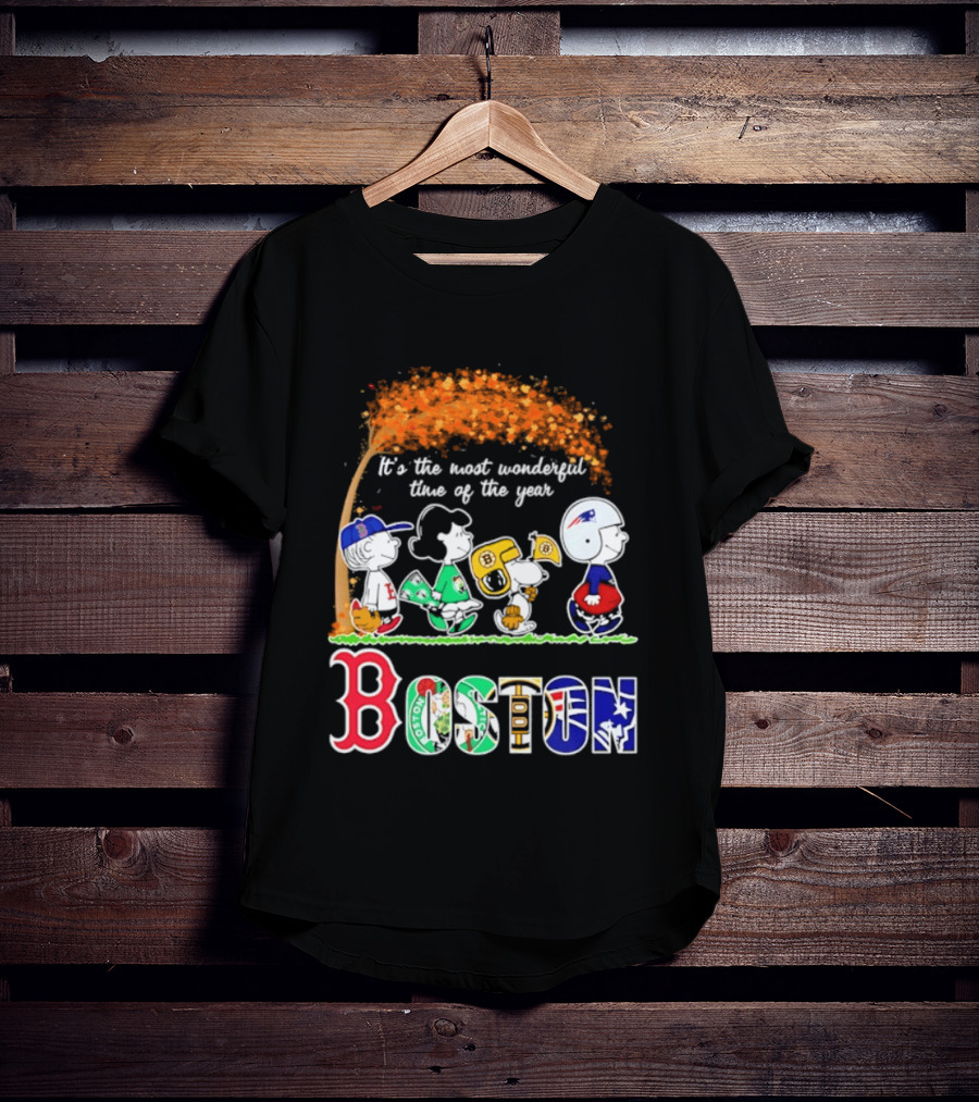 Boston Sports Team X Peanuts It's The Most Wonderful Time Of The Year Halloween 2026 Fall Autumn T-Shirt