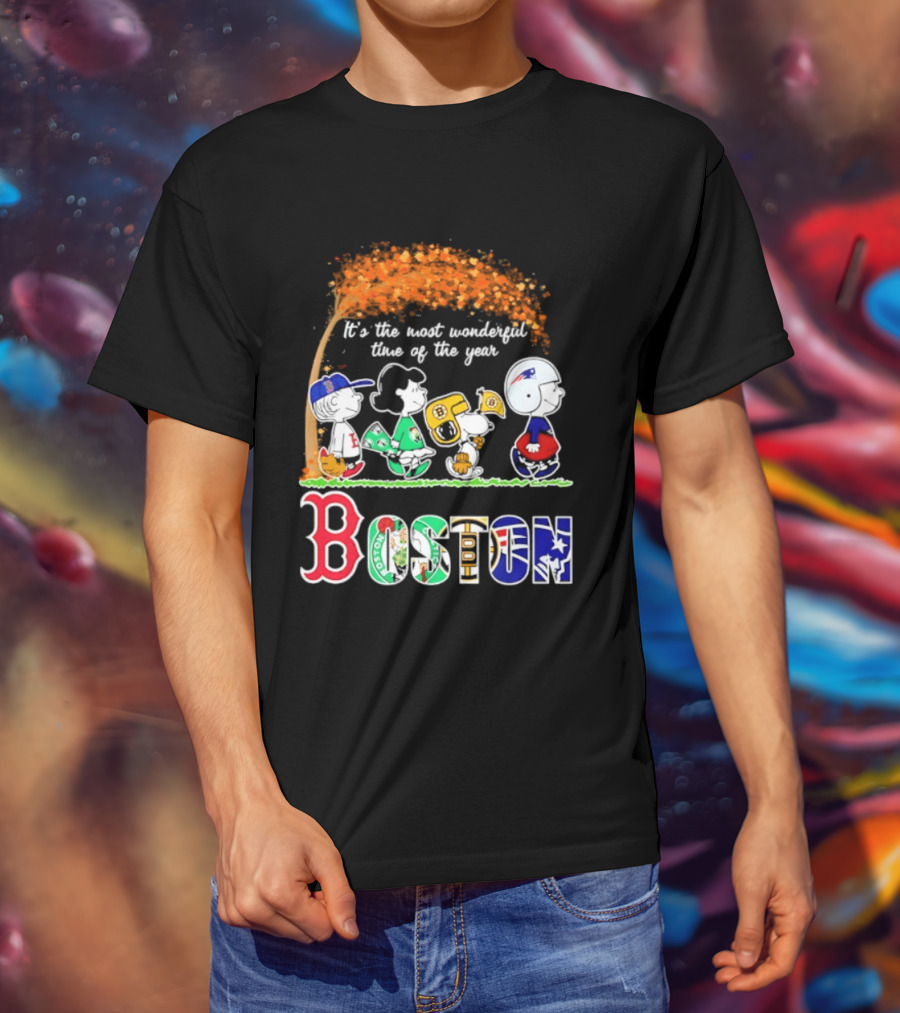 Boston Sports Team X Peanuts It's The Most Wonderful Time Of The Year Halloween 2026 Fall Autumn T-Shirt