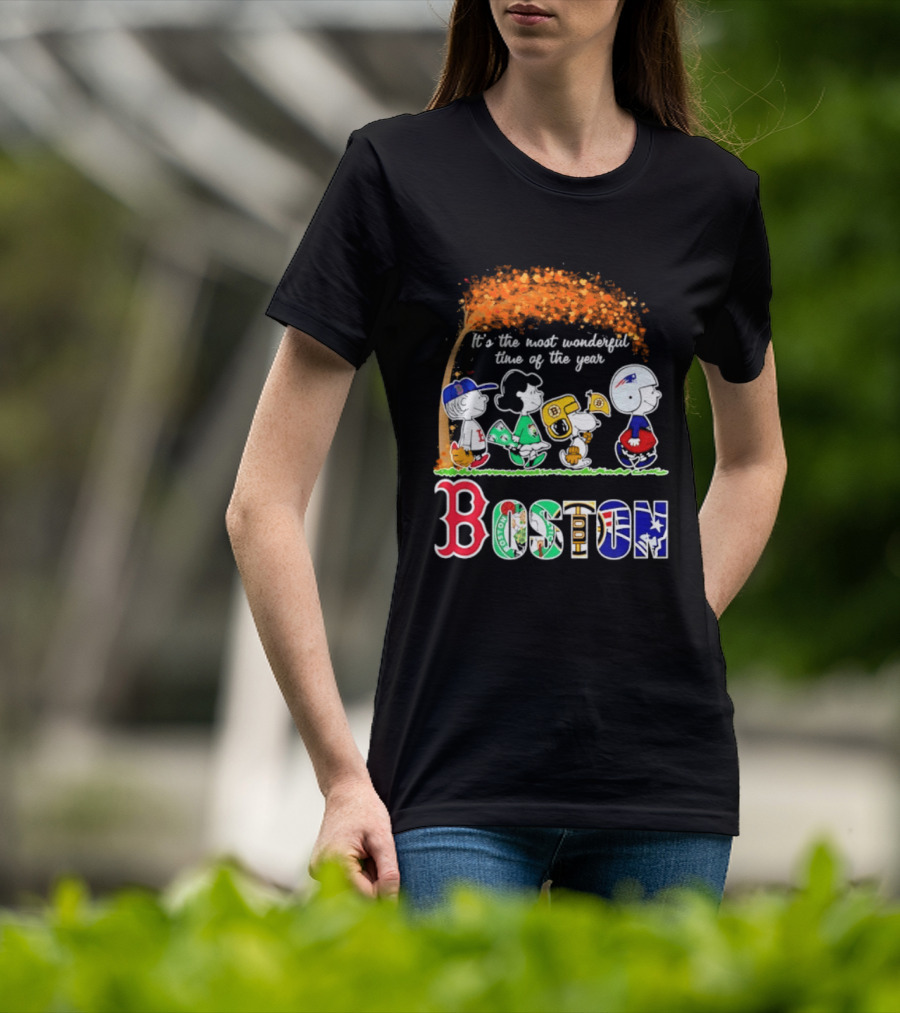 Boston Sports Team X Peanuts It's The Most Wonderful Time Of The Year Halloween 2026 Fall Autumn T-Shirt