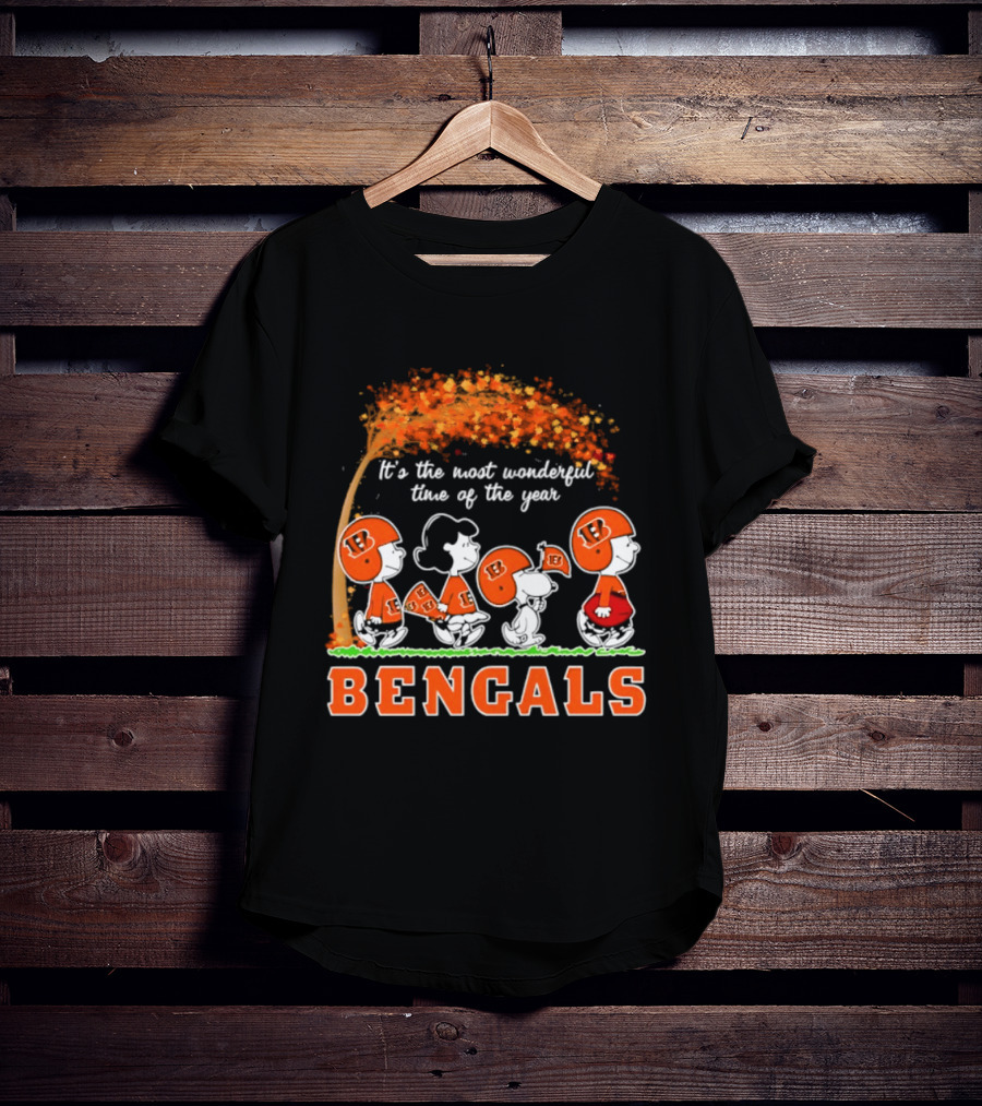 Cincinnati Bengals Peanuts It's The Most Wonderful Time Of The Year Halloween 2026 T-Shirt