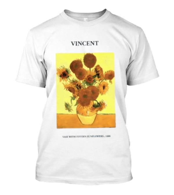 Vincent Van Gogh Sunflowers Vase Painting Vincent Written On It T-Shirt