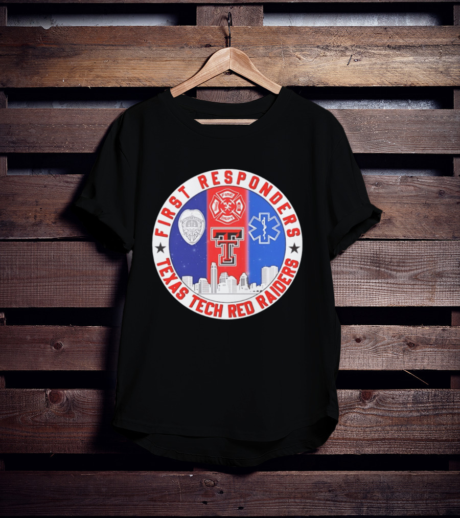 First Responders Texas Tech Red Raiders Fire Department Police EMS Skyline T-Shirt