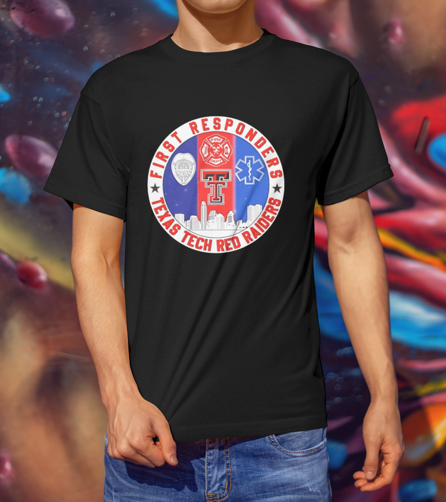 First Responders Texas Tech Red Raiders Fire Department Police EMS Skyline T-Shirt
