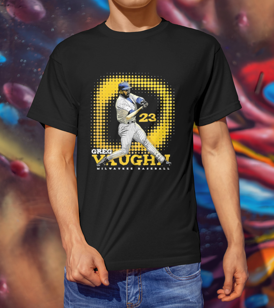 Greg Vaughn 23 Milwaukee Brewers Baseball Dots Player T-Shirt