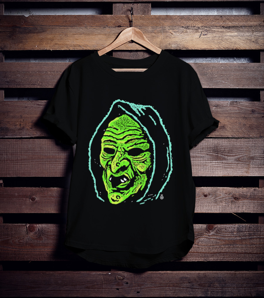 Halloween Witch Green Face Spooky Horror Costume T-Shirt