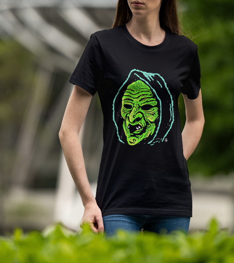 Halloween Witch Green Face Spooky Horror Costume T-Shirt