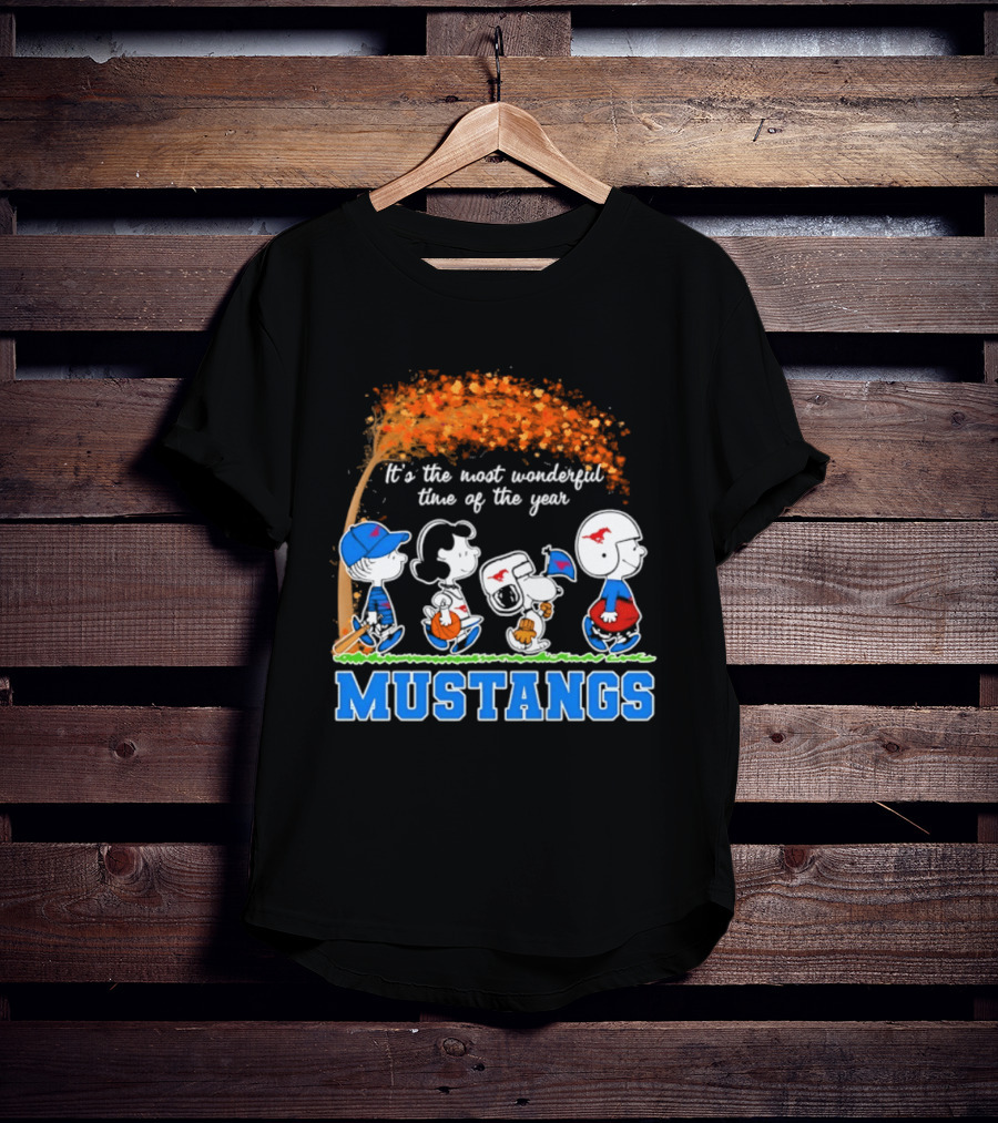 SMU Mustangs Peanuts Most Wonderful Time Of The Year Fall Halloween 2026 T-Shirt