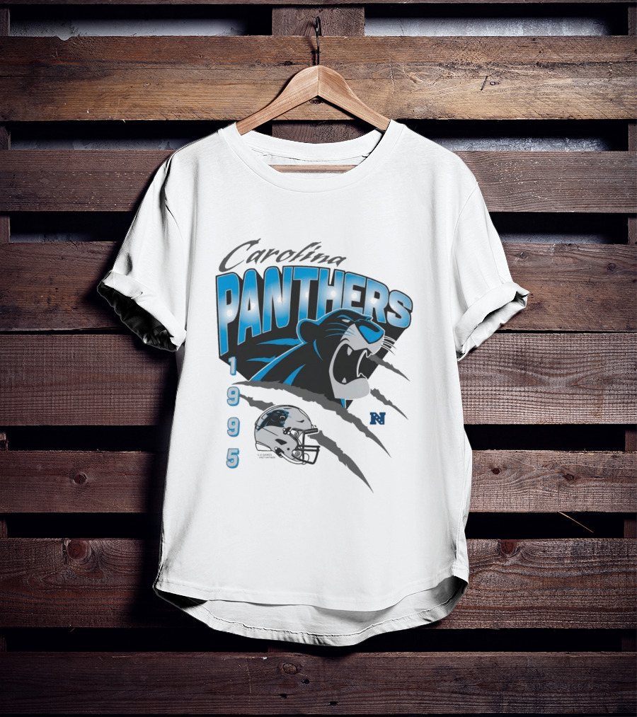 Carolina Panthers 1995 Bagheera Helmet NFL Inaugural Season T-Shirt