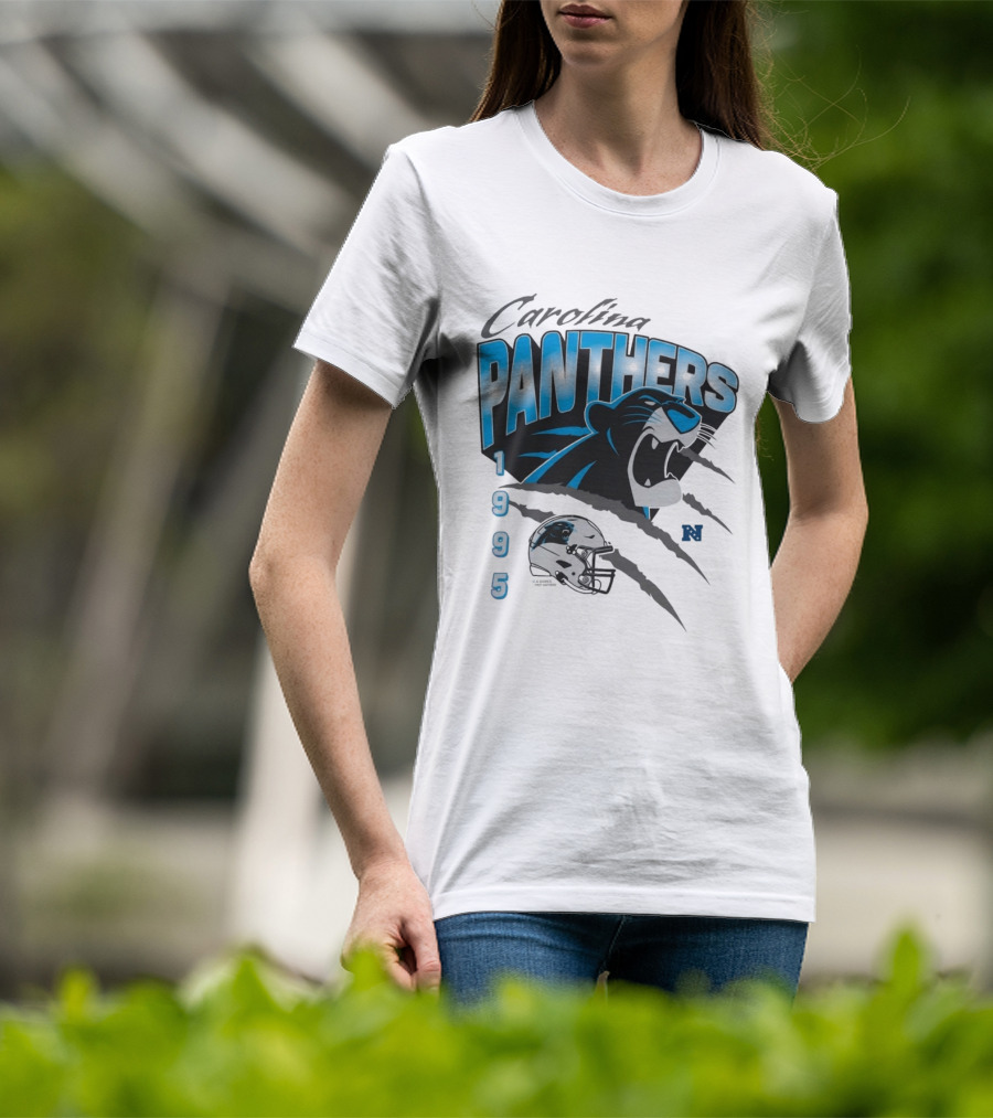 Carolina Panthers 1995 Bagheera Helmet NFL Inaugural Season T-Shirt