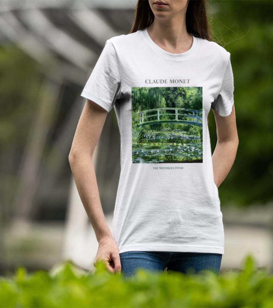 Claude Monet The Waterlily Pond Painting Scenic Landscape T-Shirt