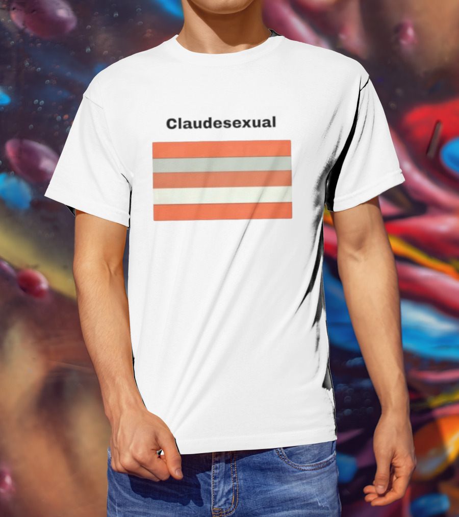 Claudesexual Pride Flag LGBTQ Identity Orange And Gray Stripes T-Shirt