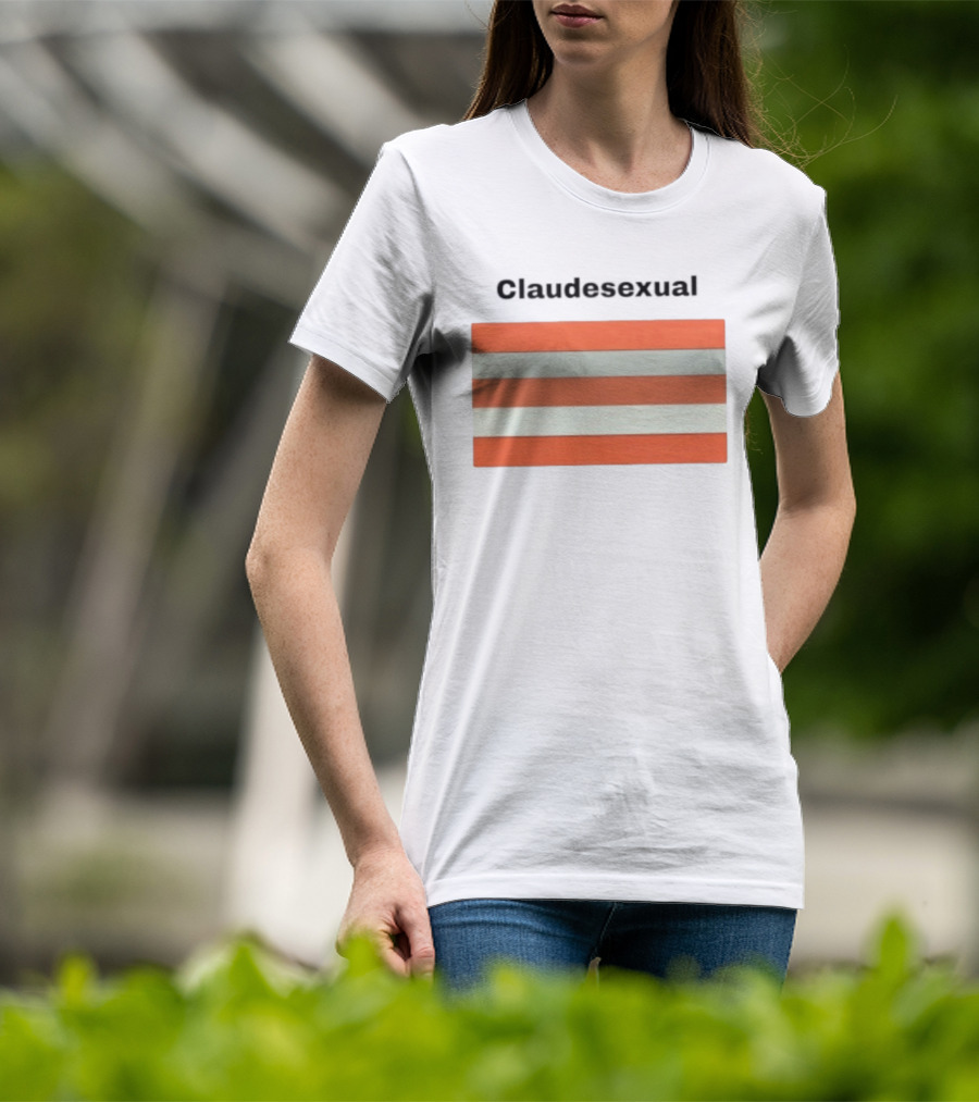 Claudesexual Pride Flag LGBTQ Identity Orange And Gray Stripes T-Shirt