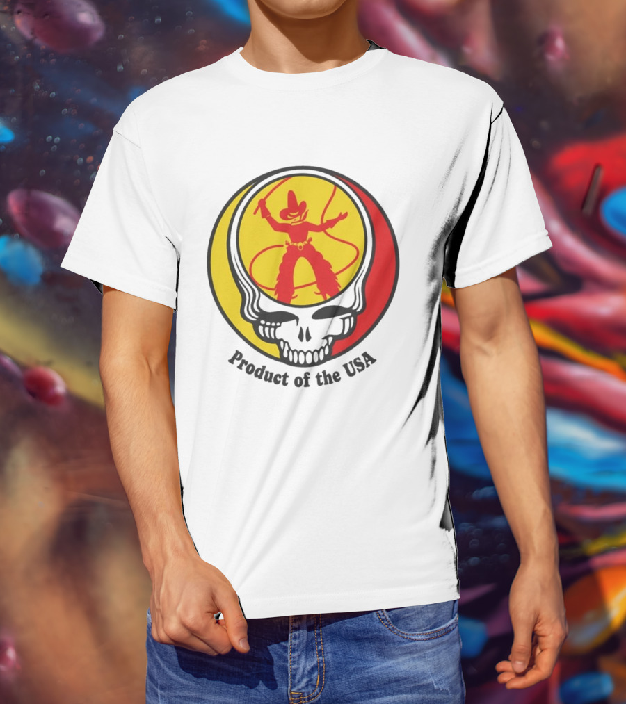 Dead Set Texas Pete Hot Sauce Cowboy Roper Skull USA T-Shirt