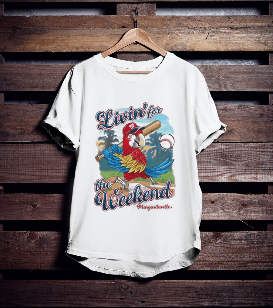 Livin' For The Weekend Nationals Margaritaville 2026 Macaw Baseball T-Shirt