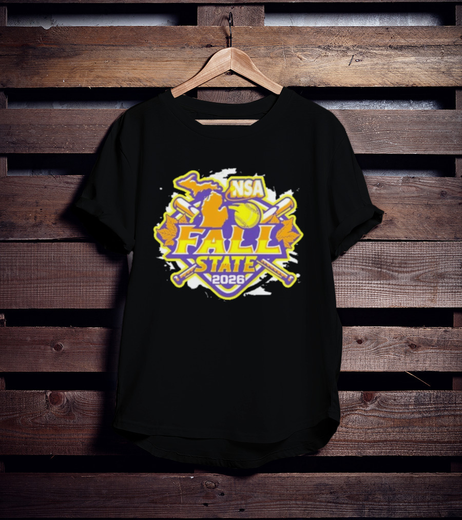 NSA Michigan 2026 Fall State Fastpitch Tournament Baseball Softball Leaves T-Shirt
