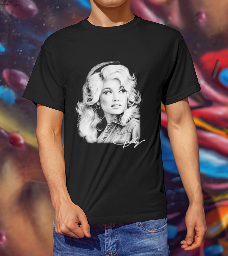 Dolly Parton Dolly Forever Legend Vintage Black And White Denim T-Shirt