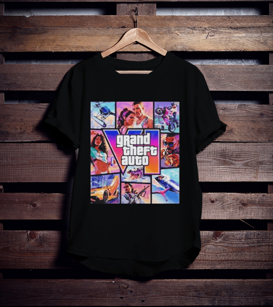 Grand Theft Auto VI Vice City Stories Helicopter Motorbike Rockstar Games T-Shirt