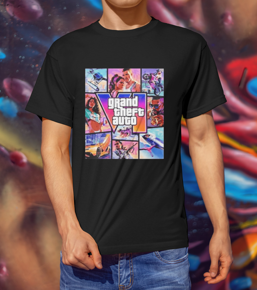 Grand Theft Auto VI Vice City Stories Helicopter Motorbike Rockstar Games T-Shirt