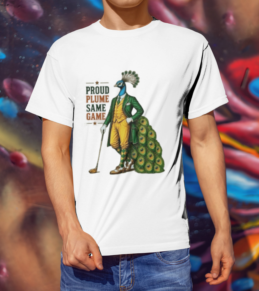 Proud Plume Same Game Peacock Golf Club Cartoon T-Shirt