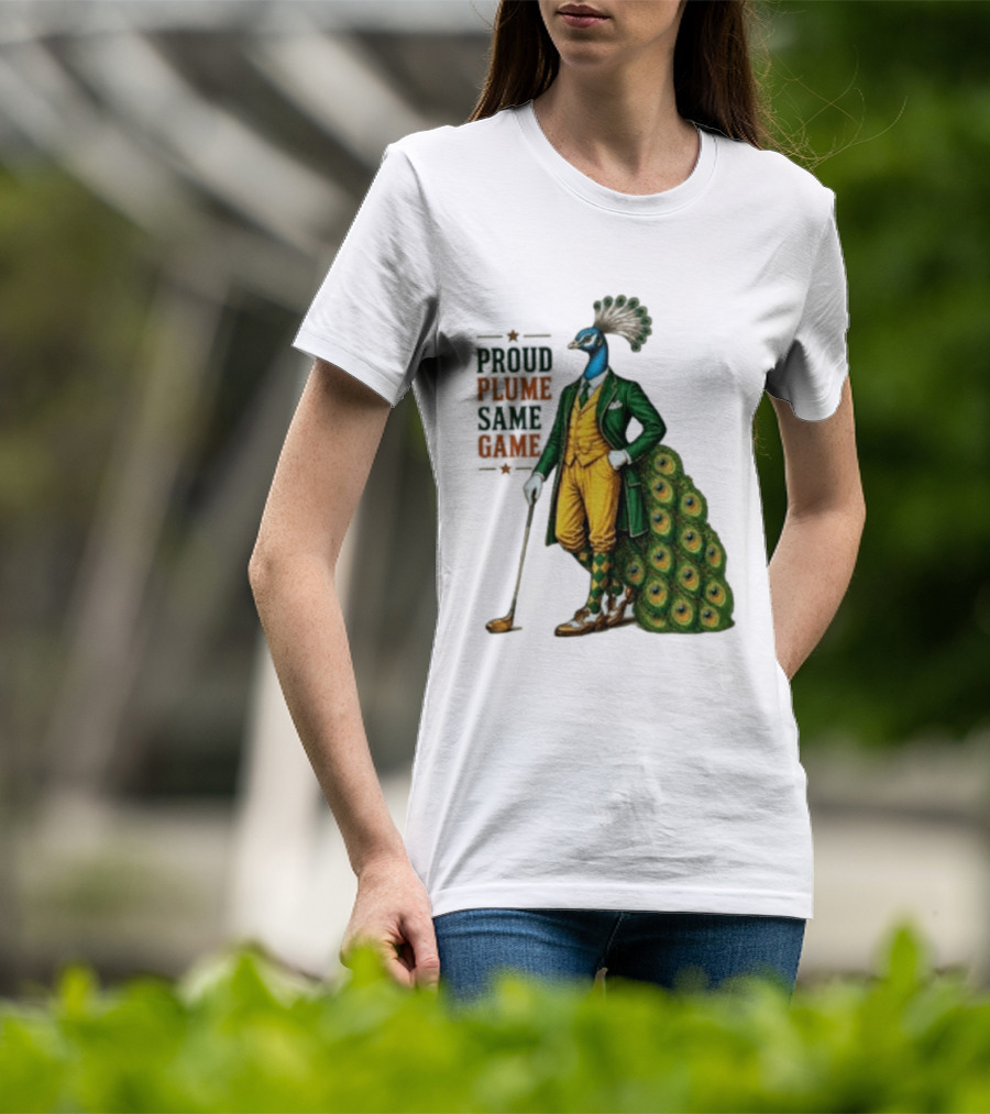 Proud Plume Same Game Peacock Golf Club Cartoon T-Shirt