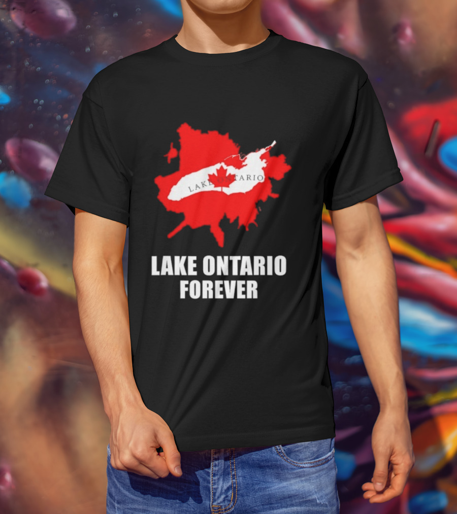 Lake Ontario Forever Canada Map Red Leaf T-Shirt