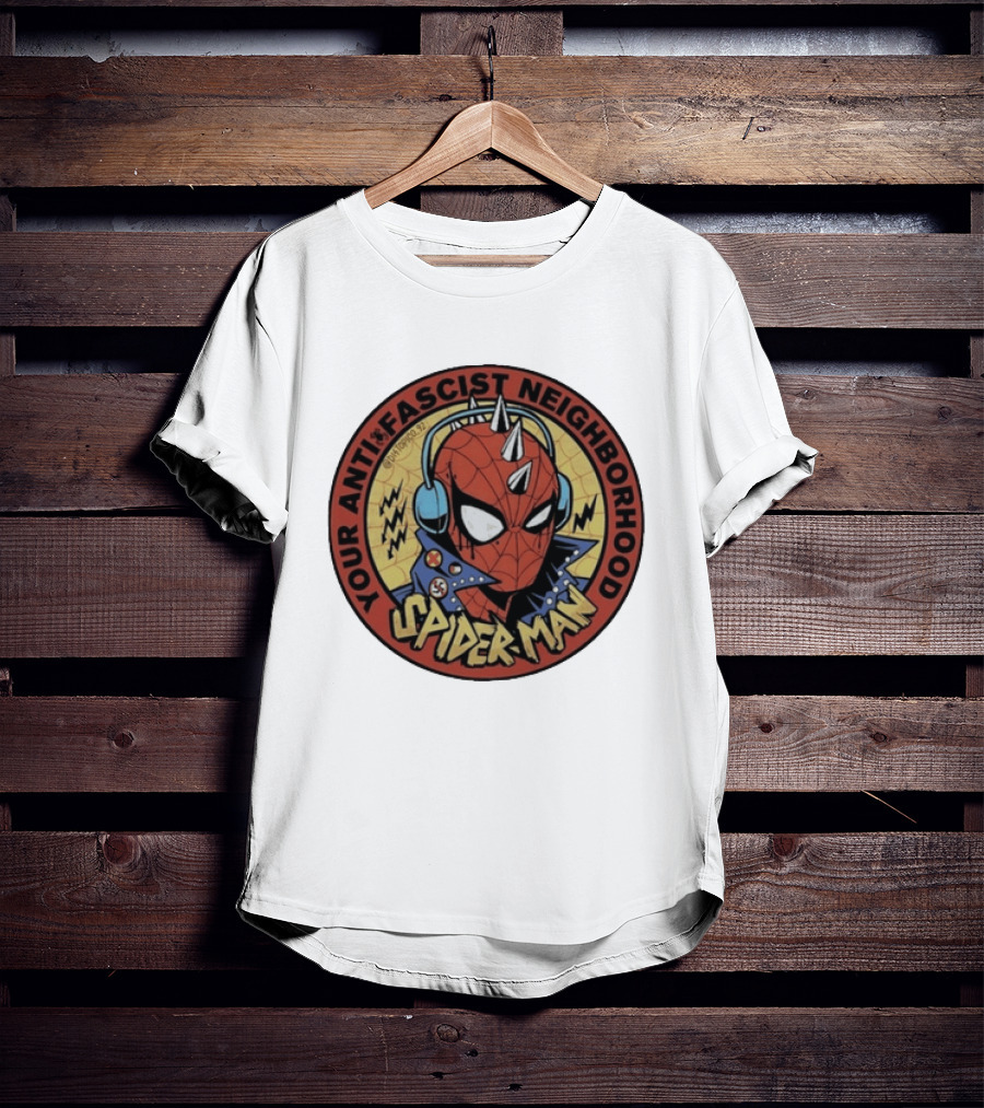 Spider Man Anti Fascist Punk Style Headphones Jacket T-Shirt