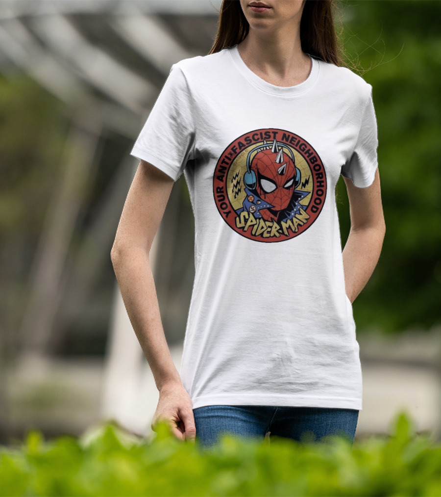 Spider Man Anti Fascist Punk Style Headphones Jacket T-Shirt