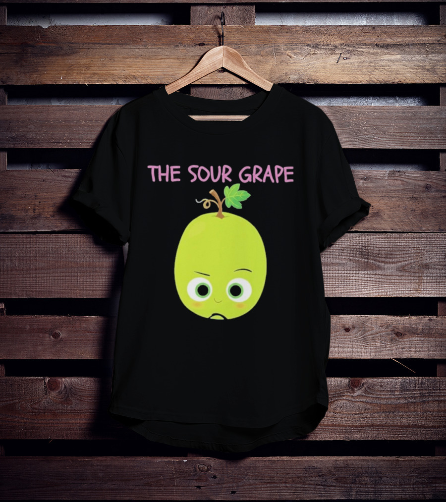 The Sour Grape Cute Green Fruit Character With Leaf And Stem Expression T-Shirt