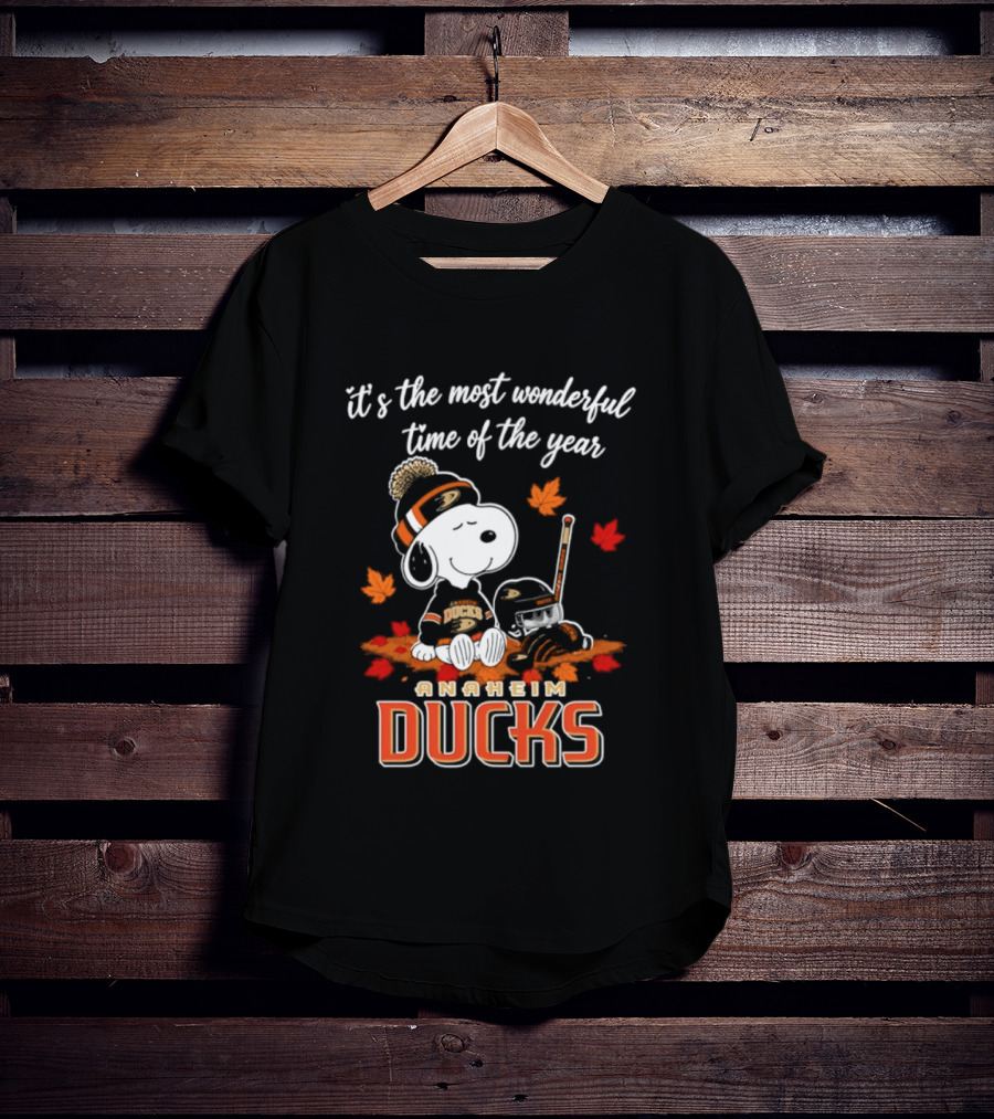 Anaheim Ducks Snoopy Halloween It's The Most Wonderful Time Of The Year 2026 T-Shirt