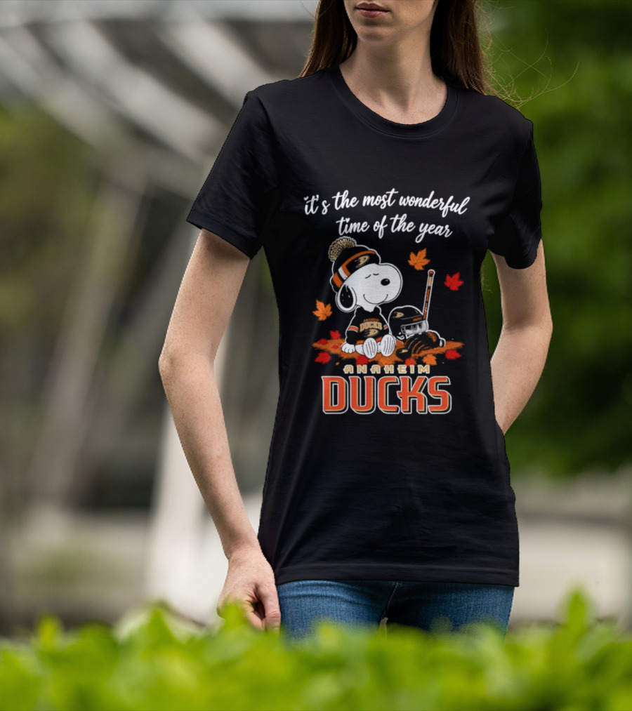 Anaheim Ducks Snoopy Halloween It's The Most Wonderful Time Of The Year 2026 T-Shirt