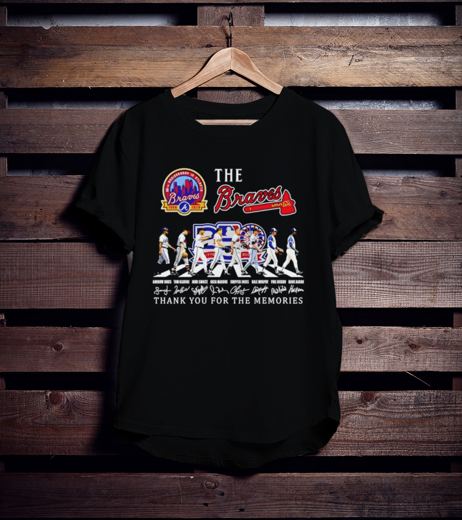 The Braves 150th Anniversary Atlanta 1876 2026 MLB 250th United States 1776 2026 Thank You For The Memories Signatures T-Shirt