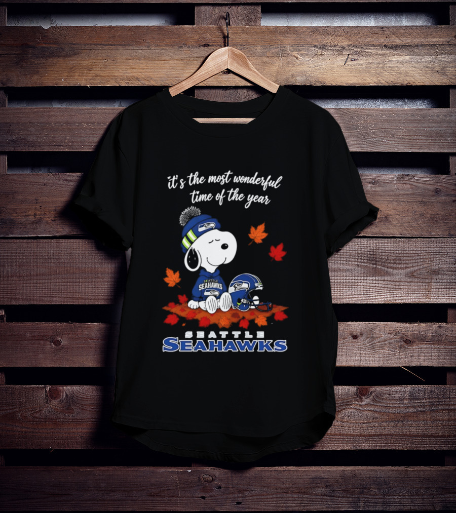 Snoopy Seattle Seahawks It's The Most Wonderful Time Of The Year Halloween 2026 T-Shirt