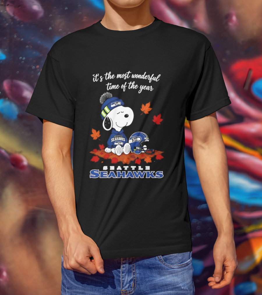 Snoopy Seattle Seahawks It's The Most Wonderful Time Of The Year Halloween 2026 T-Shirt