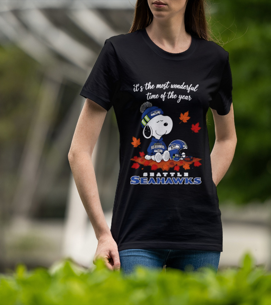 Snoopy Seattle Seahawks It's The Most Wonderful Time Of The Year Halloween 2026 T-Shirt