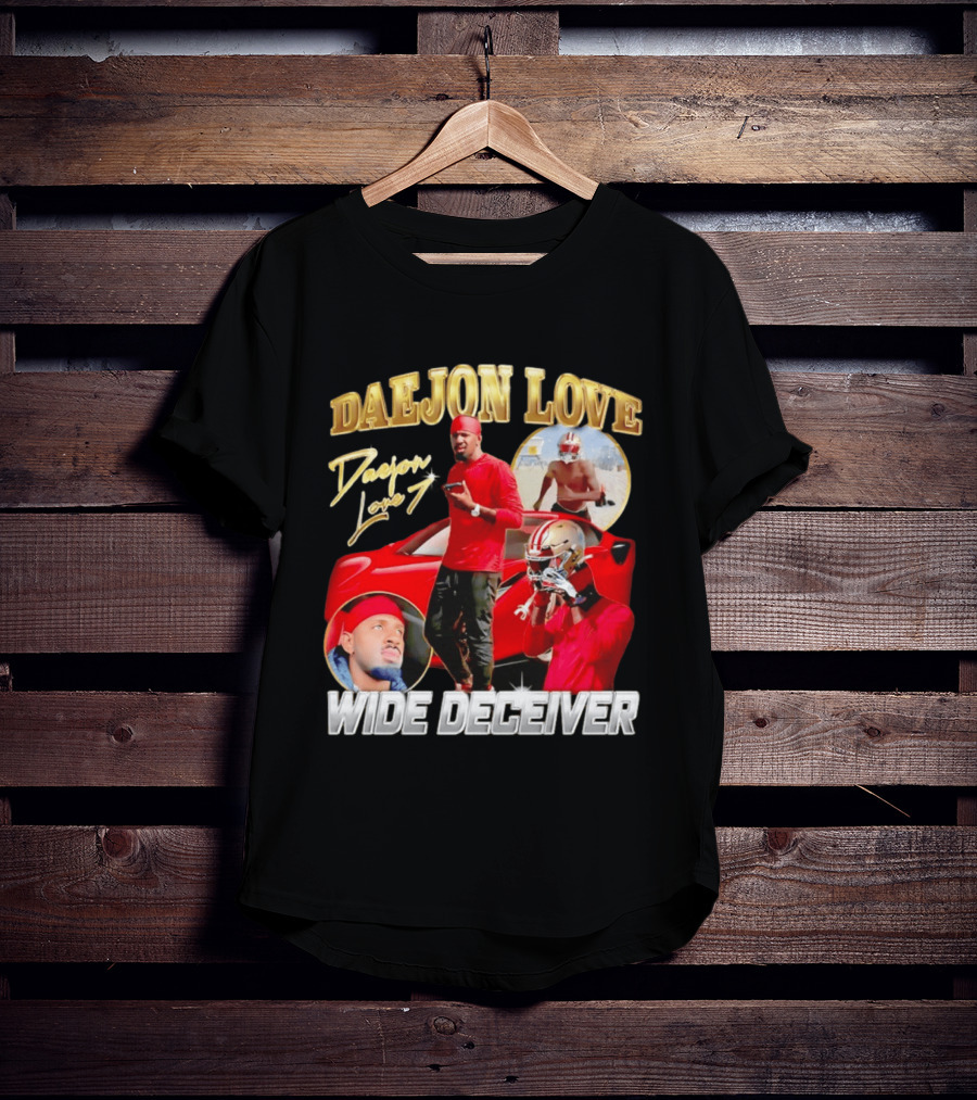 Daejon Love Wide Deceiver Football Tribute Red Car T-Shirt