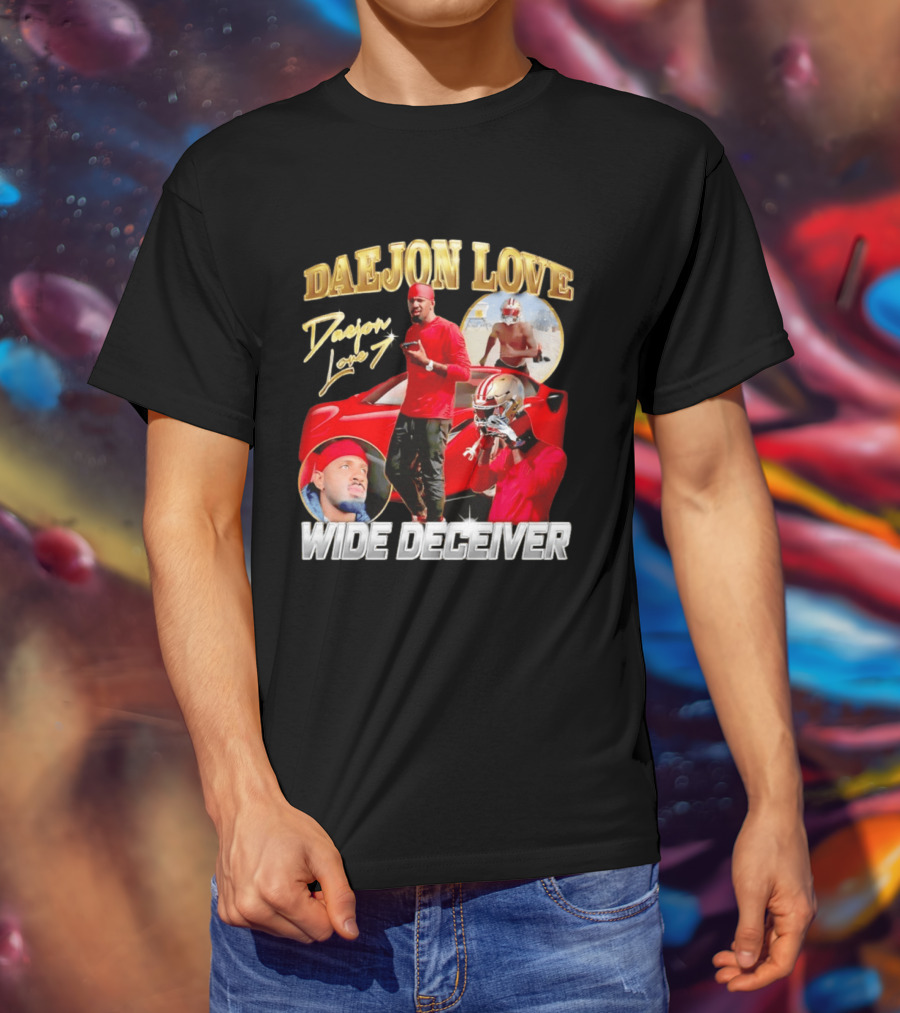 Daejon Love Wide Deceiver Football Tribute Red Car T-Shirt