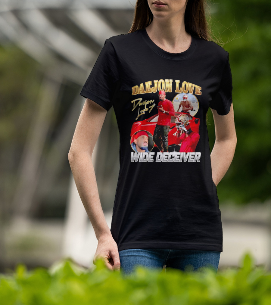 Daejon Love Wide Deceiver Football Tribute Red Car T-Shirt