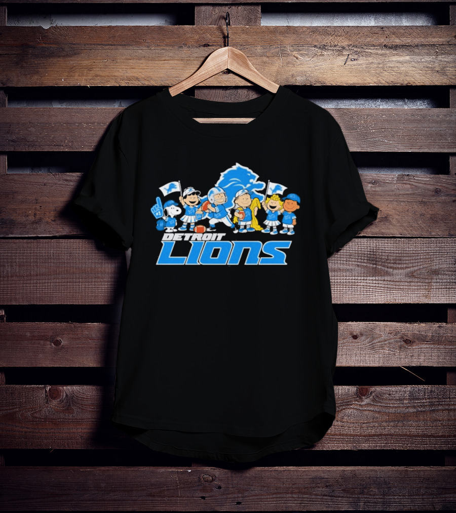 Detroit Lions Peanuts Characters Let's Go Team T-Shirt