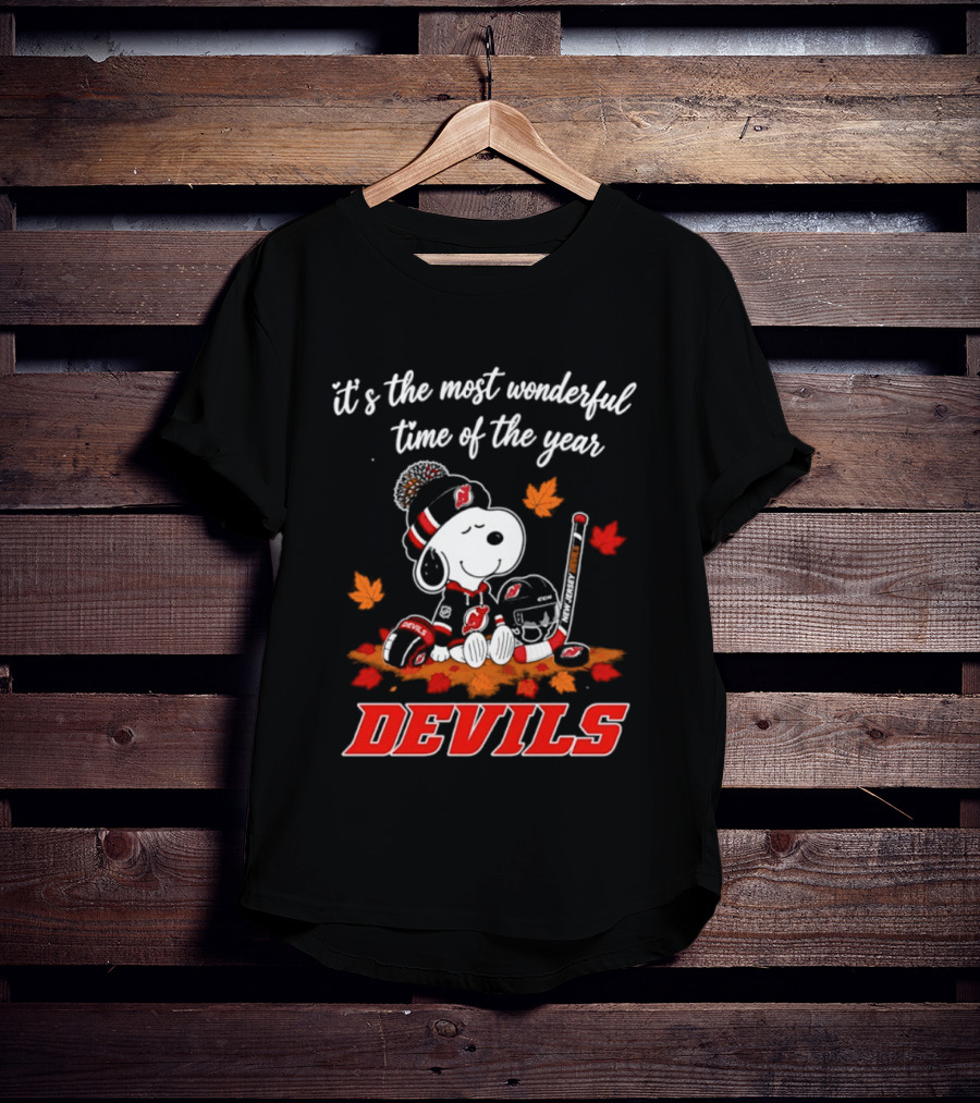 New Jersey Devils Snoopy Halloween 2026 It's The Most Wonderful Time Of The Year Hockey T-Shirt