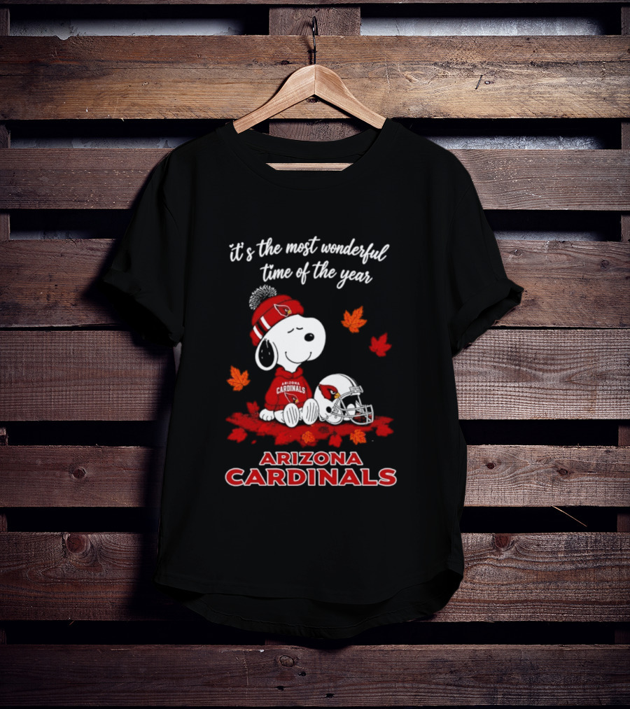 Arizona Cardinals Snoopy Fall Halloween It's The Most Wonderful Time Of The Year 2026 T-Shirt