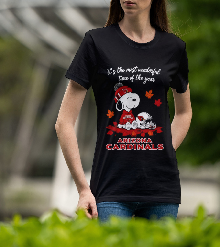 Arizona Cardinals Snoopy Fall Halloween It's The Most Wonderful Time Of The Year 2026 T-Shirt