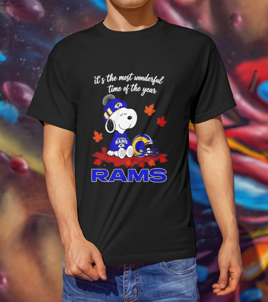 Los Angeles Rams Snoopy Fall Halloween It's The Most Wonderful Time Of The Year 2026 T-Shirt