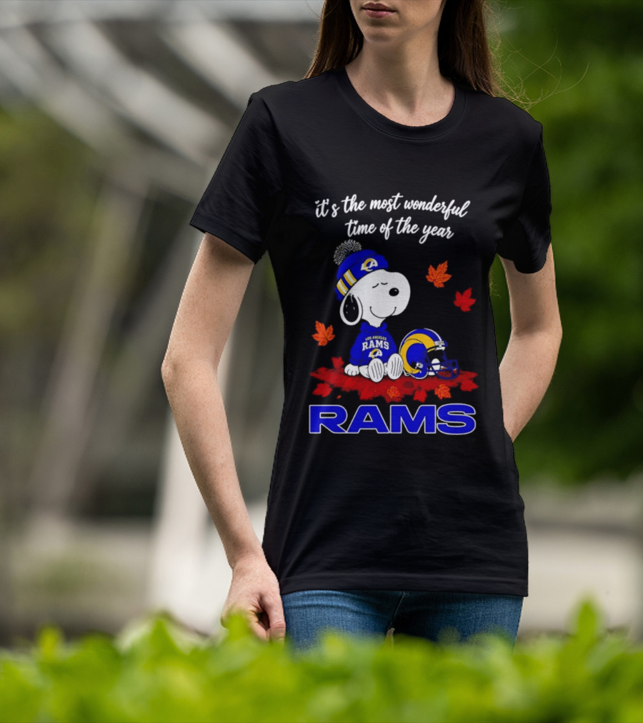 Los Angeles Rams Snoopy Fall Halloween It's The Most Wonderful Time Of The Year 2026 T-Shirt