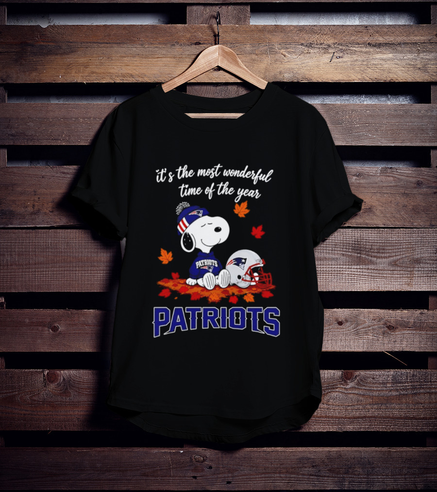 New England Patriots Snoopy Fall Halloween 2026 Most Wonderful Time Of The Year T-Shirt