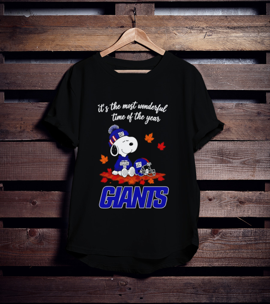 New York Giants Snoopy Fall Halloween 2026 Most Wonderful Time Of The Year T-Shirt